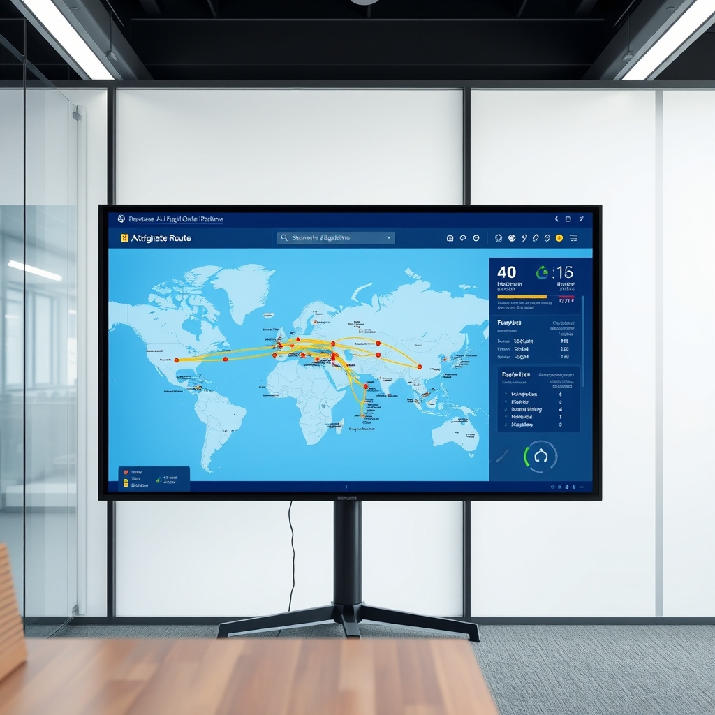 AI route optimization software showing freight routes