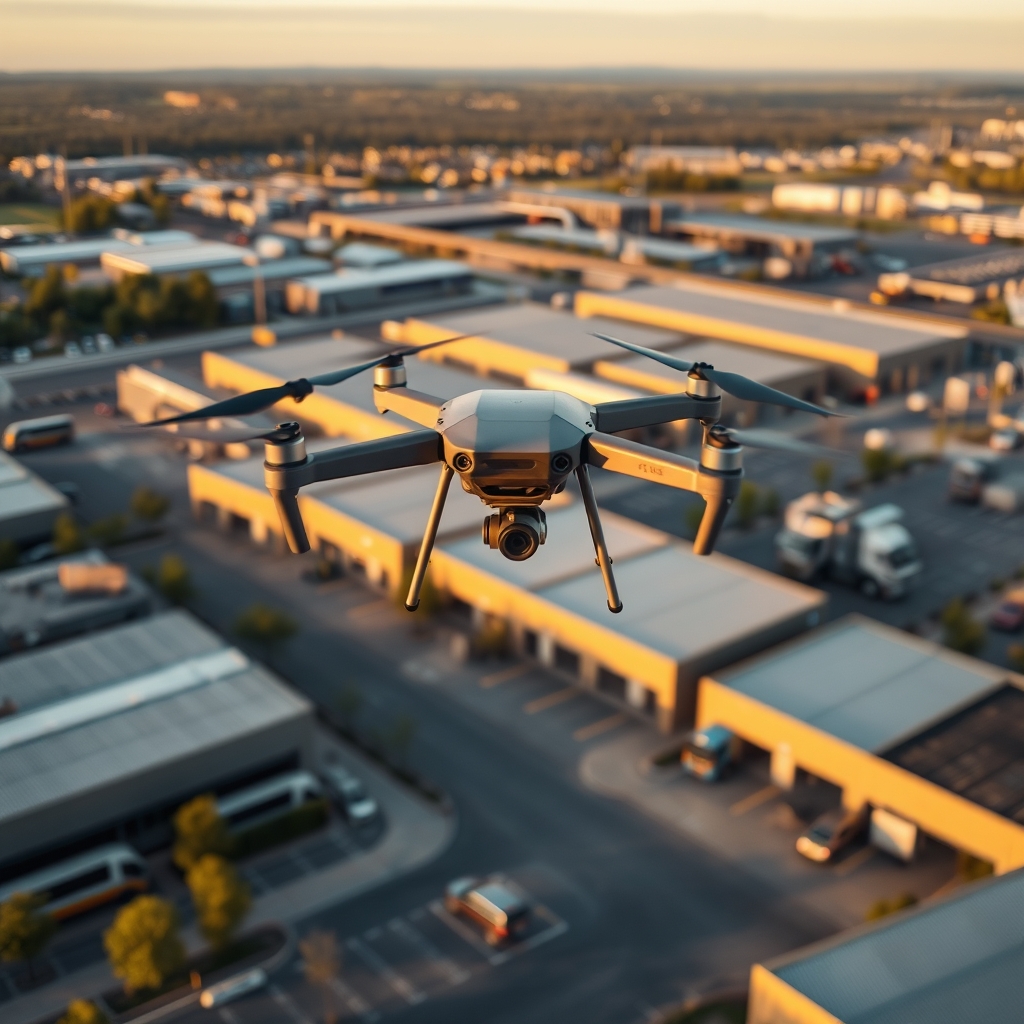 Autonomous delivery drones over logistics district