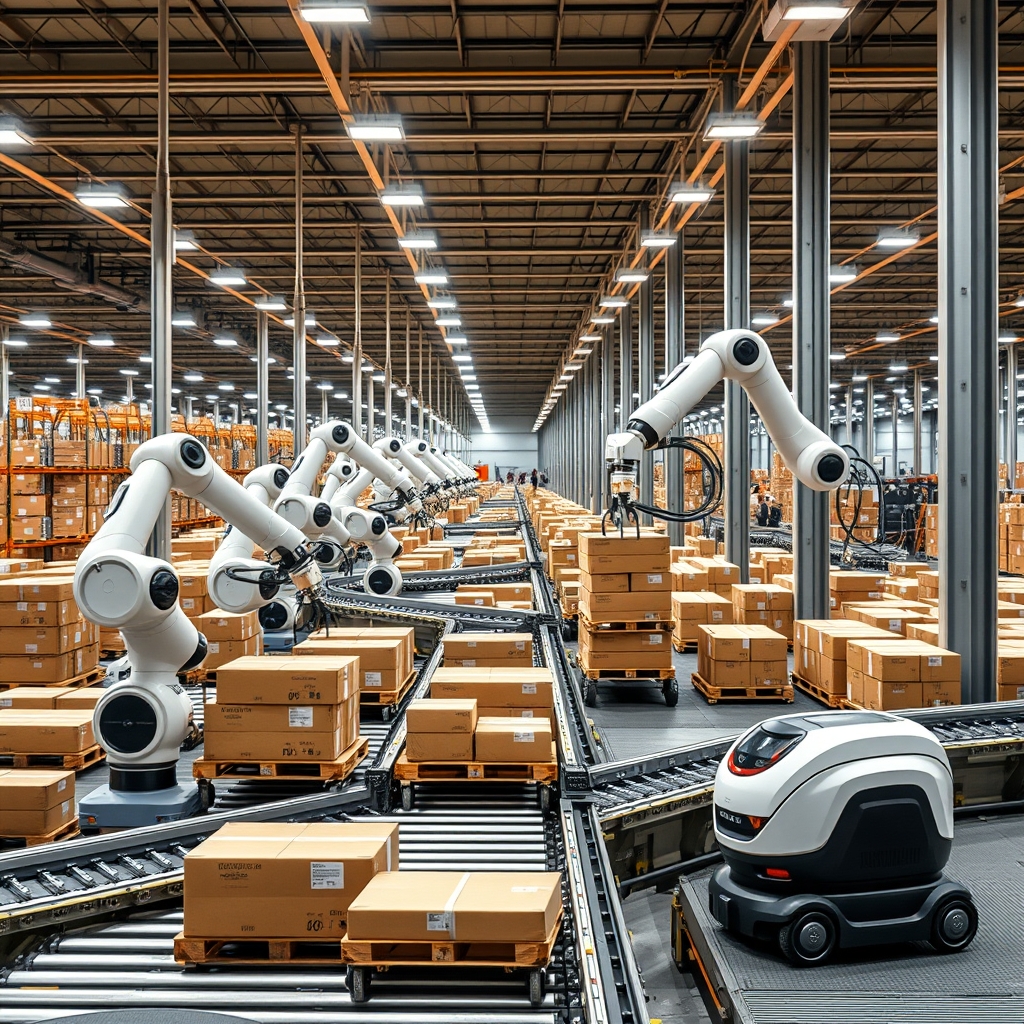 Automated warehouse with robotics